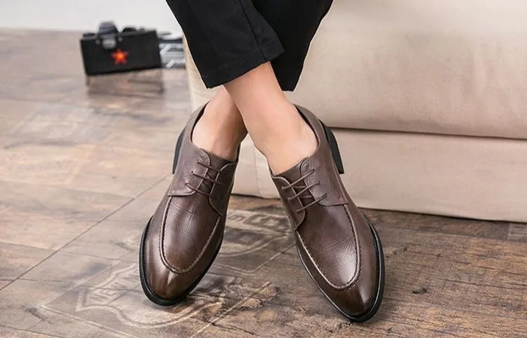 Men's British Style Leather Shoes Korean Version Pointed Toe Business Formal Trendy Versatile