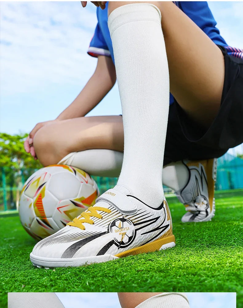 Kids Soccer Cleats Football Shoes AG/TF Studs Non Slip Wear Resistant Breathable Training Sneakers Children Boy Girl Match Boots