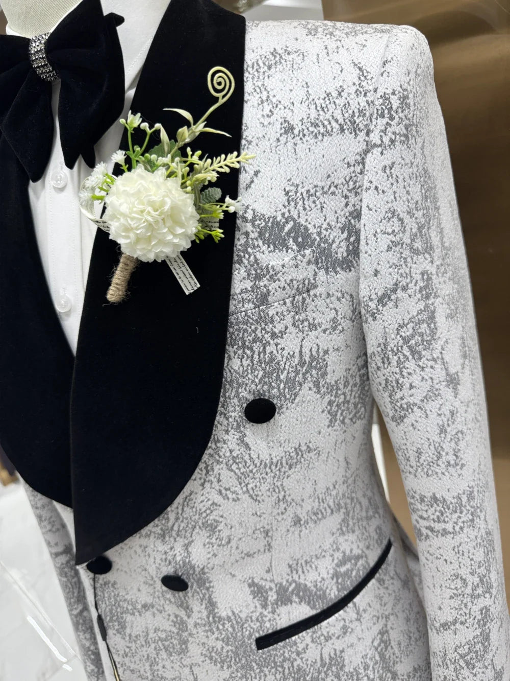 Patterned Handsome Men's Suits Wedding Groom Sets Comfortable Casual Suit Set 2 Pieces Tuxedo For Business Interview S-3XL