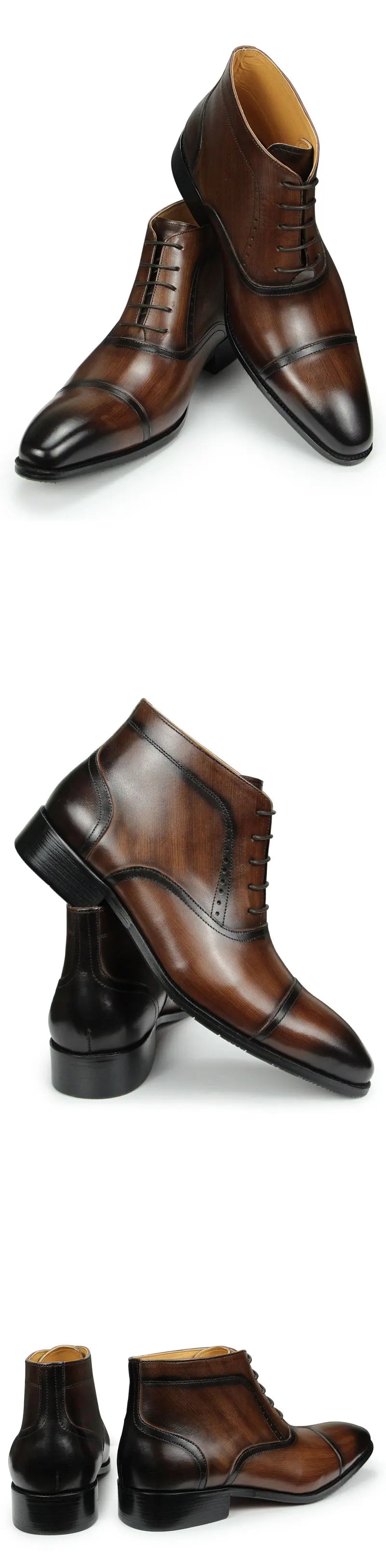 Luxury Men Genuine Leather Ankle Boots Fashion Casual Zapatos De Hombre Suit Work Safety Pointed Toe Cool Trendy Boot Customized
