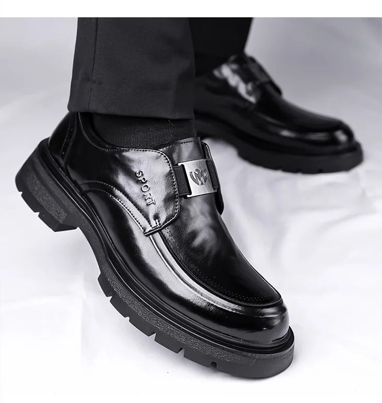 Spring Autumn New Increase Leather Shoes for Men Black Business Casual Platform Shoes Male Fashion High Quality Dress Shoe Man
