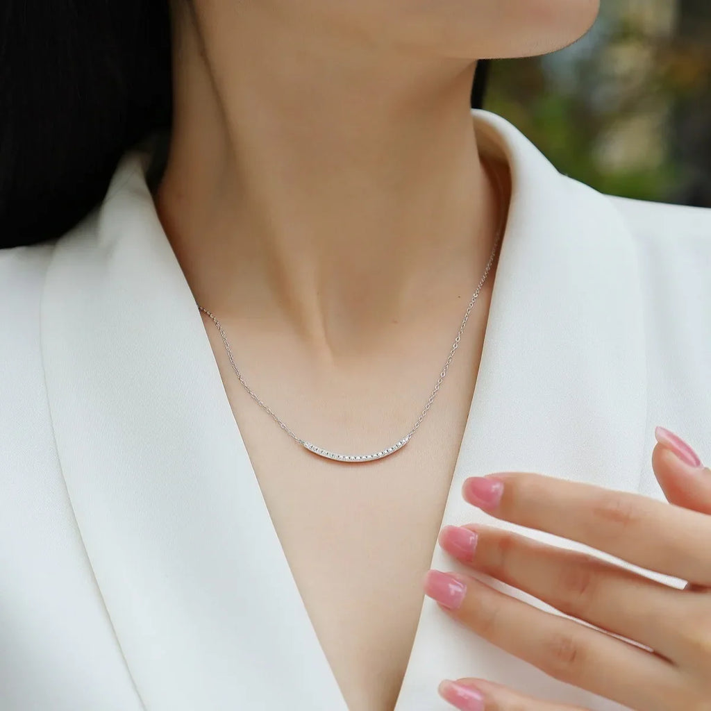 Full 0.065CT D Color Moissanite Pendant Necklace for Women Lady S925 Silver All Diamond Neck Chain Necklaces Wholesale Gift