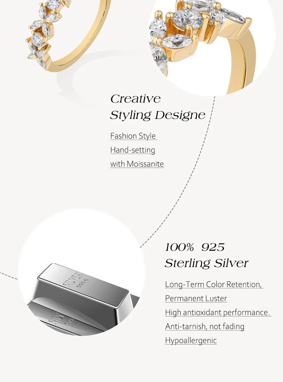 Classic Marquise Round Moissanite Leaves and flowers Ring S925 Silver for Women party Jewelry Gift anniversary Wedding