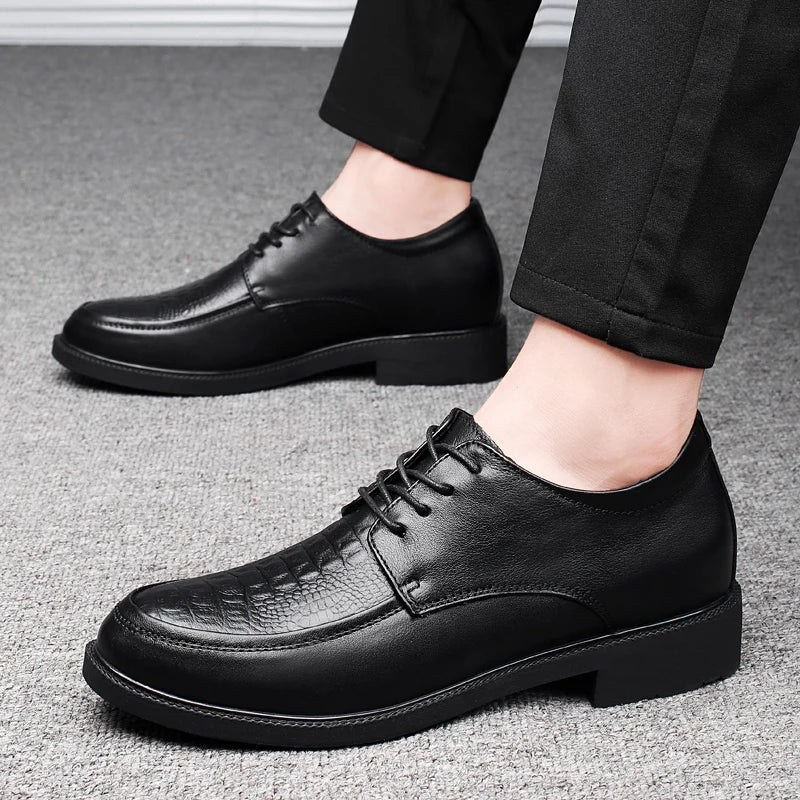 Luxury Brand Men Casual Flats Genuine Leather Business Oxford Shoes Antiskid Gentleman Shoes Crocodile Pattern Formal Dress Shoe
