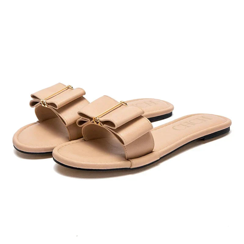 Women's Flat Shoes  New Summer Bow Casual Slippers Black Commuting Woman Shoes