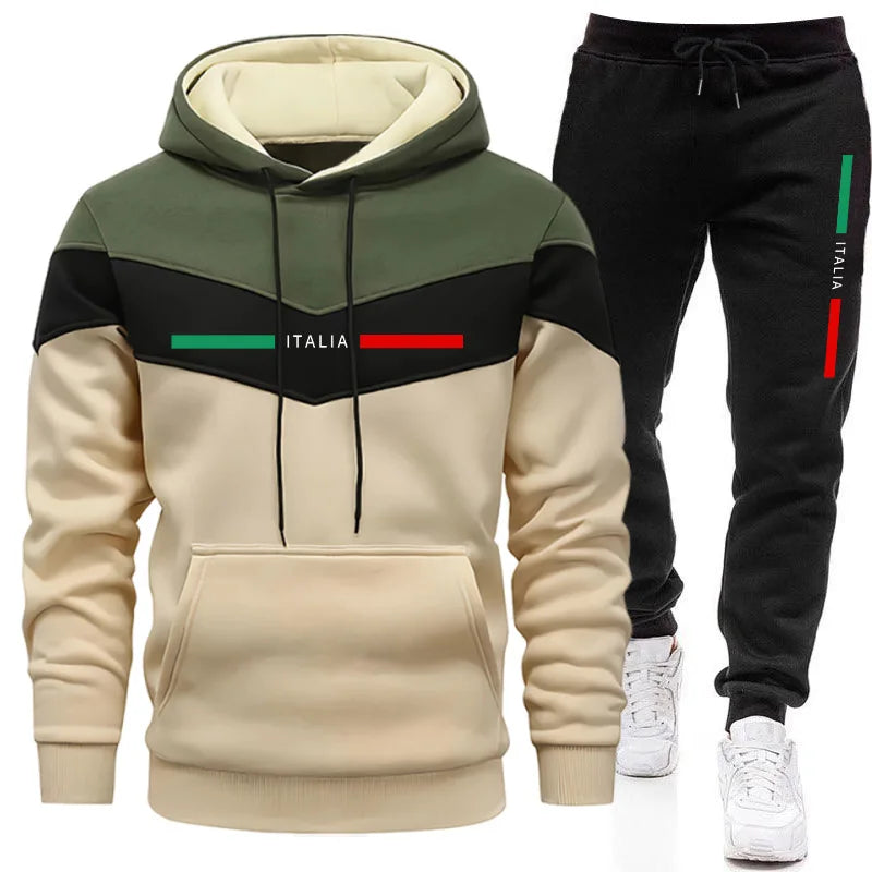 Casual Mens Tracksuit Print Sweatshirts Outdoors Fitness Sports Jogging Mens Clothing Hot Sales Warm Single Piece Hoodie Pants