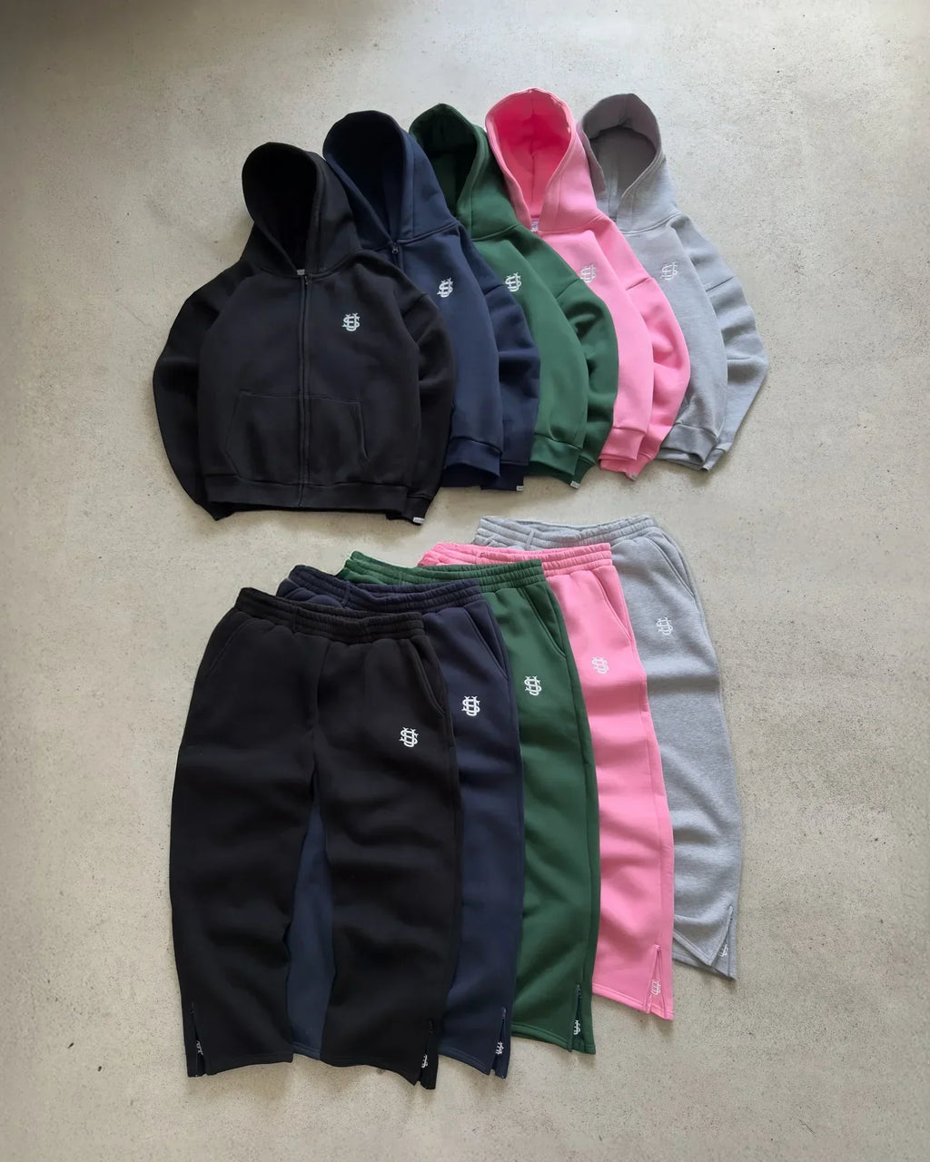 Embroidered casual zipper hoodie sweatpants two-piece set Y2K clothing men's hip-hop oversized sweatpants casual pants