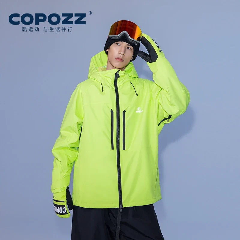 Thicken 3L Ski Jacket Men Women Windproof Waterproof Winter Ski Coat Ski Wear Solid Color Hooded Warm Snowboard Ski Suit