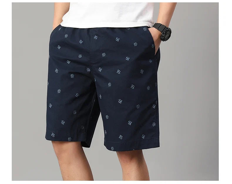 Men's Cotton Print Shorts Streetwear Casual Cotton Workwear Summer Breathable Fitness Knee Shorts Sports Shorts Sweatwear 6XL