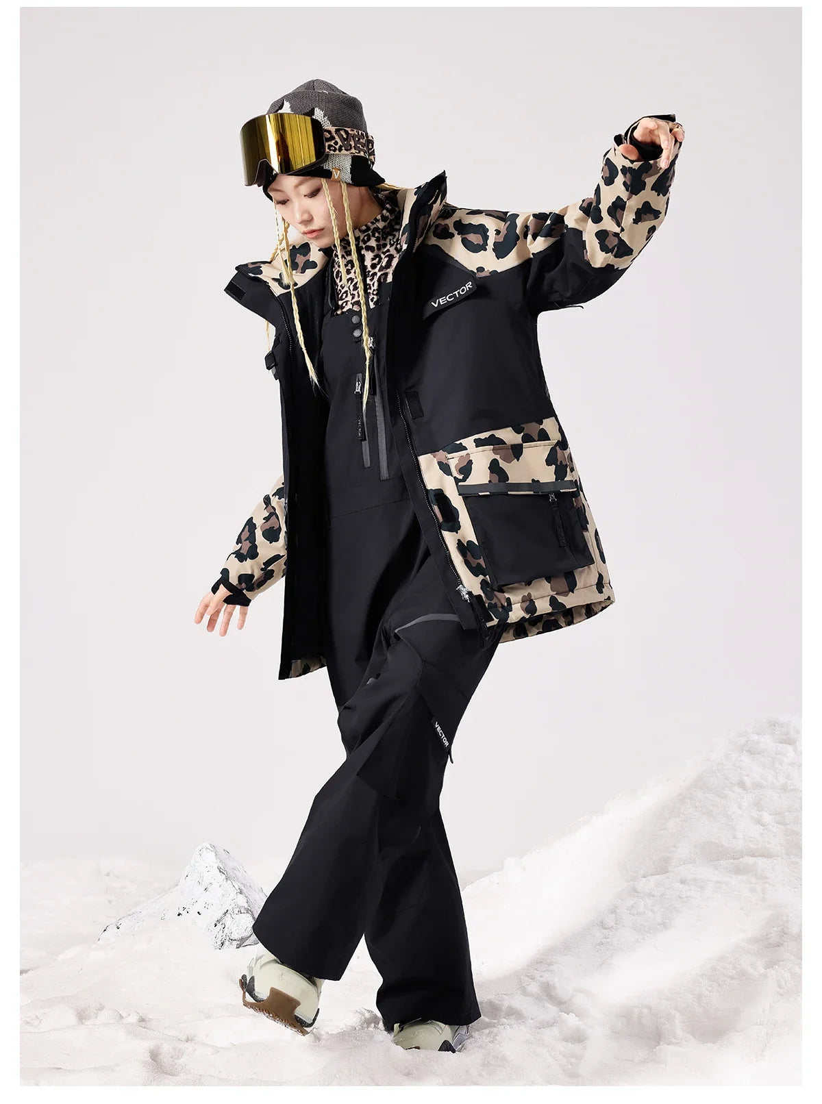 Brand Men Women Ski Jacket Winter Warm Windproof Waterproof Ski Suit Outdoor Sports Snowboard Coat Splicing double plate