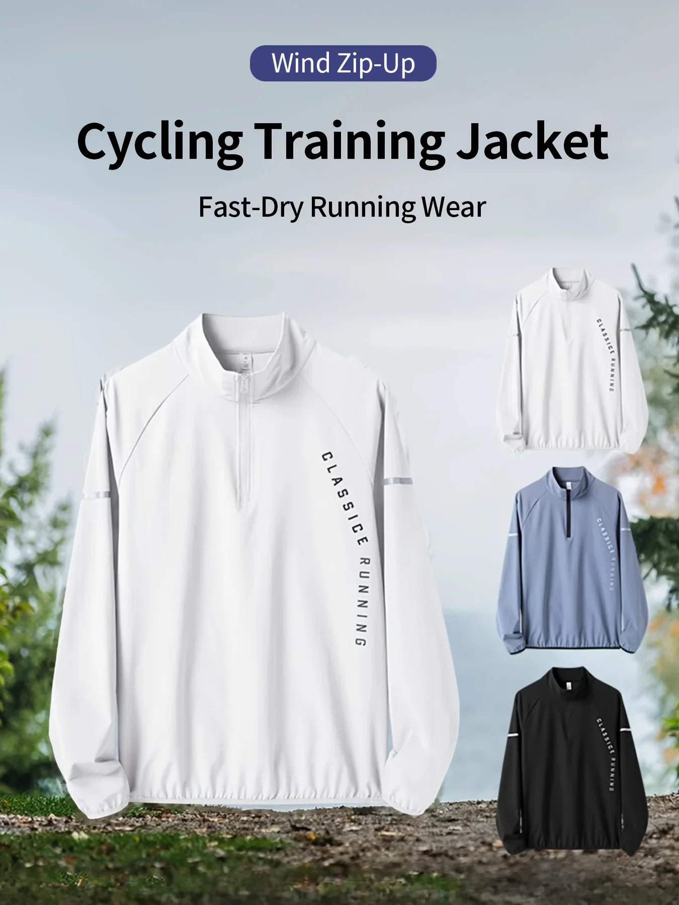 Men's sports long sleeved half zip top, quick drying running T-shirt, sports training jacket, breathable elastic fabric, mo