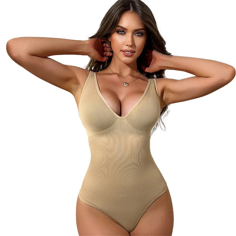 Wechery Slimming Underwear Bodysuits Tummy Reducing  Waist Trainer Shapewear Sexy Deep V Halter Top Two Ways To Wear