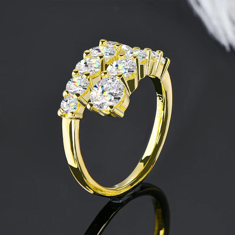 10 Stones All Moissanite Bridal Rings Open Ring 925 Silver with Certificate Woman Engagement Wedding Jewelry Anillos Original