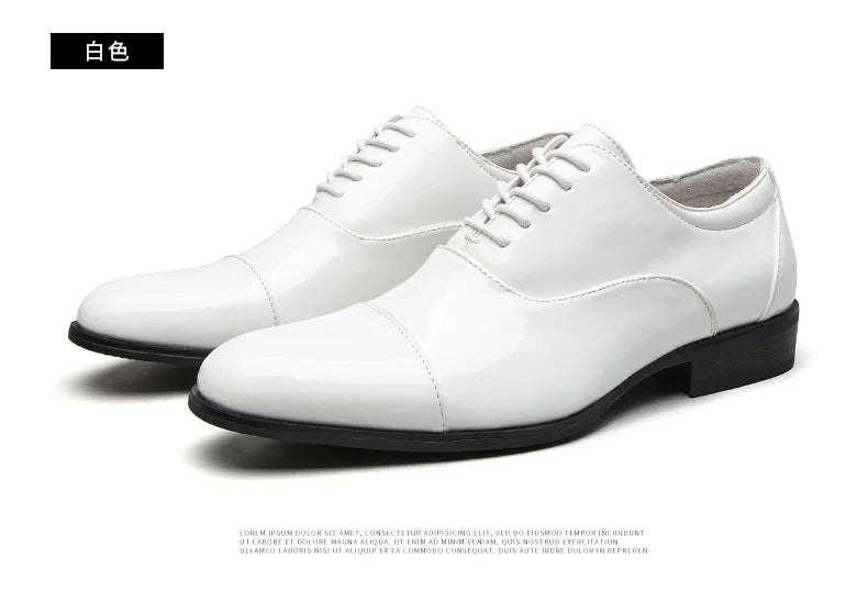 Classic Patent Leather Shoes Men Glossy Leather Shoe Man Formal Business Office Lace Up Wedding Shoes Plus Big Size 38-49
