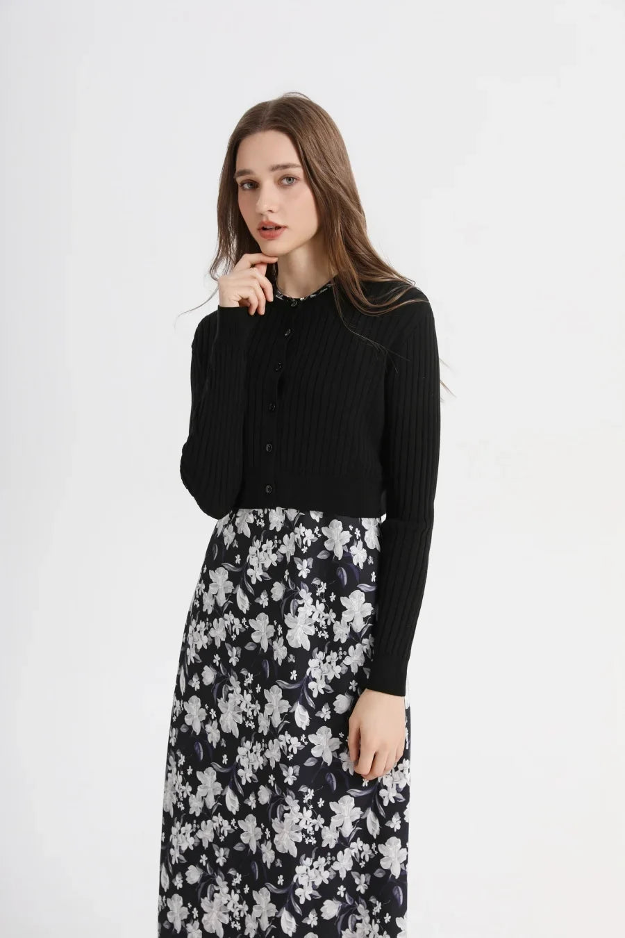 2025 spring summer elegance satin dress + knitted top match set maxi floor length woman clothes