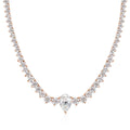GRA Certified Moissanite Tennis Necklace with 4ct Pear Cut Pandent Solid 925 Silver Wedding Tennis Necklaces for Women