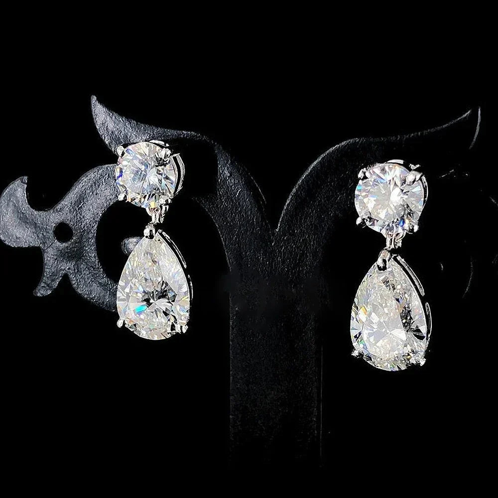 19cttw Waterdrop Full Moissanite Drop Earrings for Women 925 Sterling Silver Pear Cut Lab Diamond Stud Earrings with Certificate