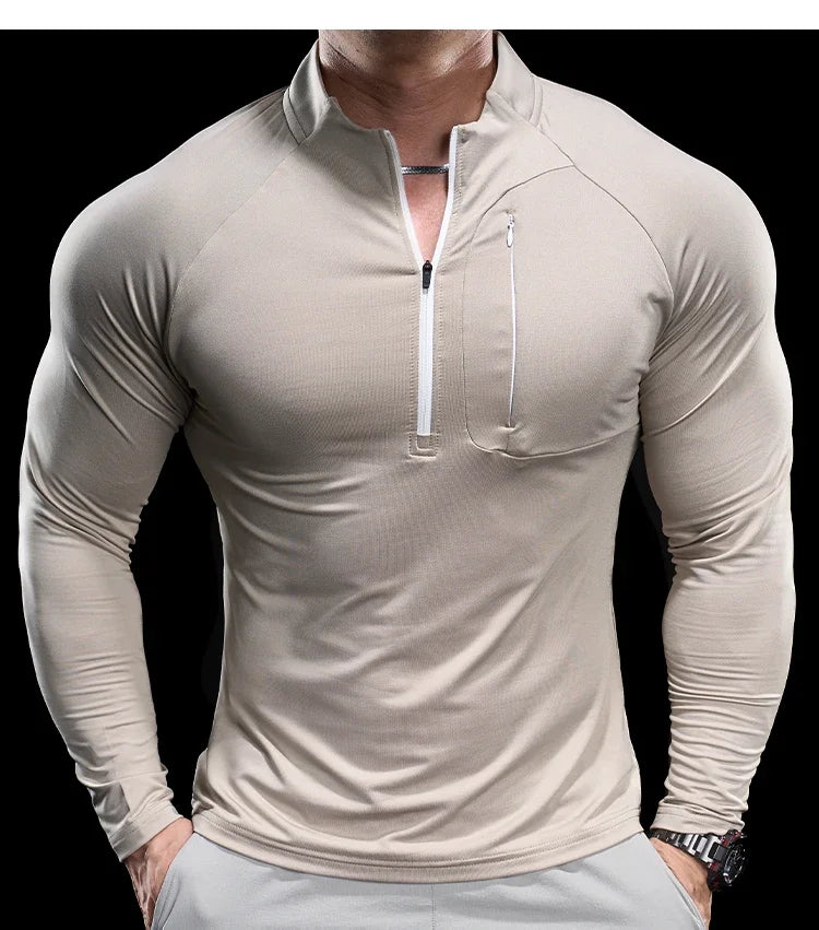 Gym Fitness Quick Dry Shirt Men Running Sport Long Sleeves T-shirt Trackwear Tee Tops Autumn Male Bodybuilding Training Clothing