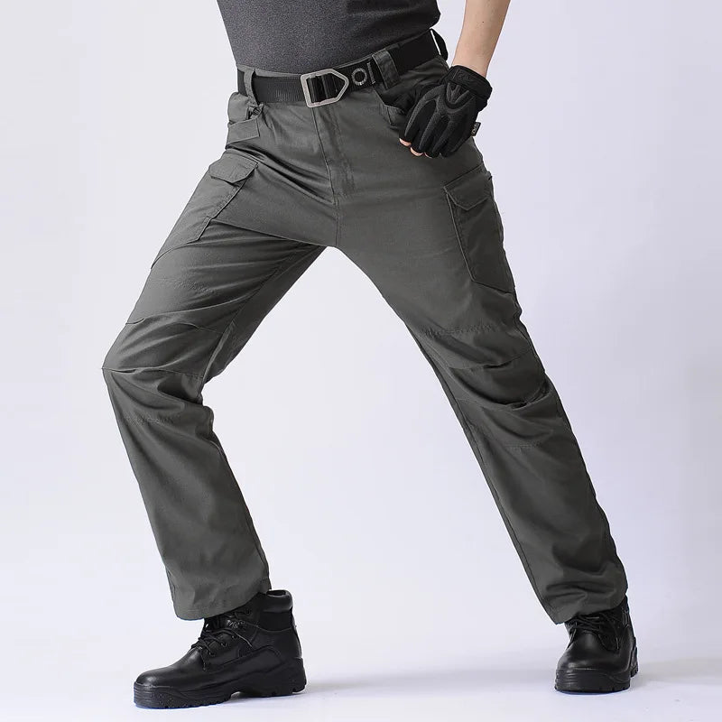 Summer Men's Tactical Cargo Pants Casual Trousers Multi-Pockets Waterproof Pants Lightweight Quick Dry Outdoor Hiking Trousers