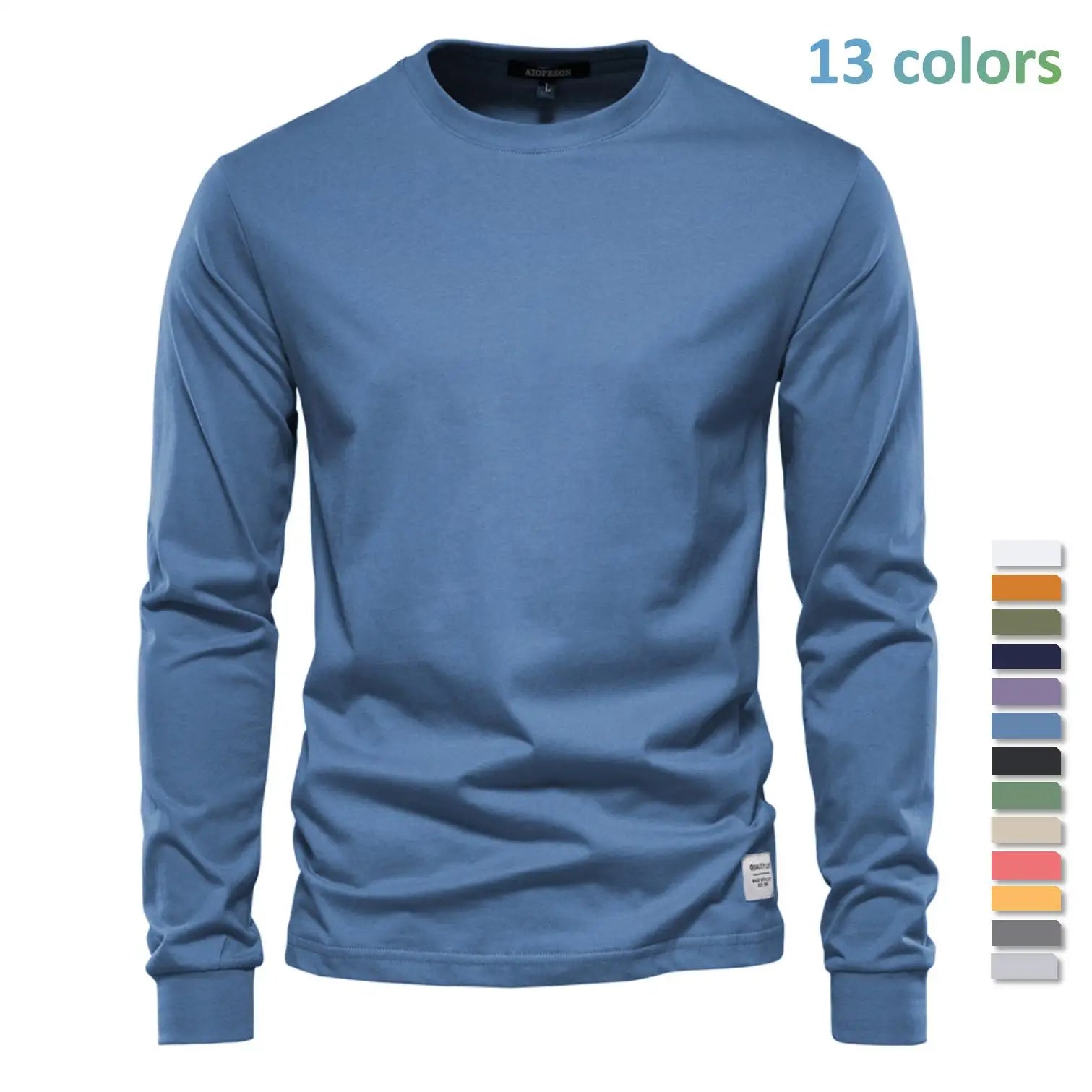 Solid Color Cotton T Shirt Men Casual O-neck Long Sleeved Mens Tshirts Spring Autumn High Quality Basic T-shirt Male
