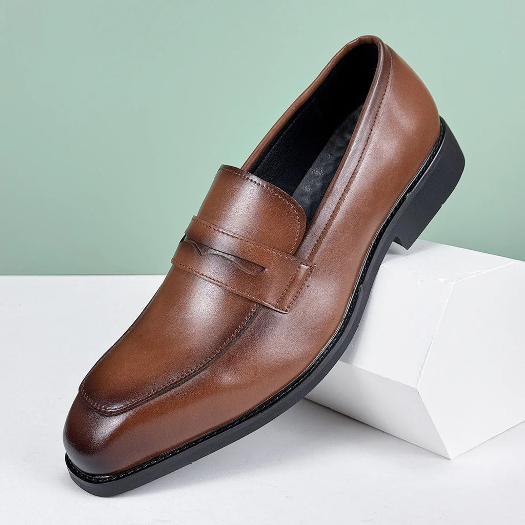 Men’s Casual Leather Shoes – Comfortable Daily Wear with Rubber Sole | Sizes 40–47