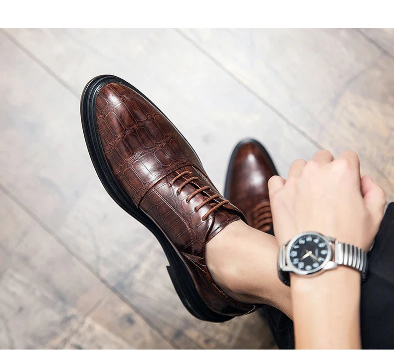 Men's Pointed Oxford Dress Shoes Leather Casual Office Wedding Shoes Gentleman Luxury High Quality 2026 Fashion