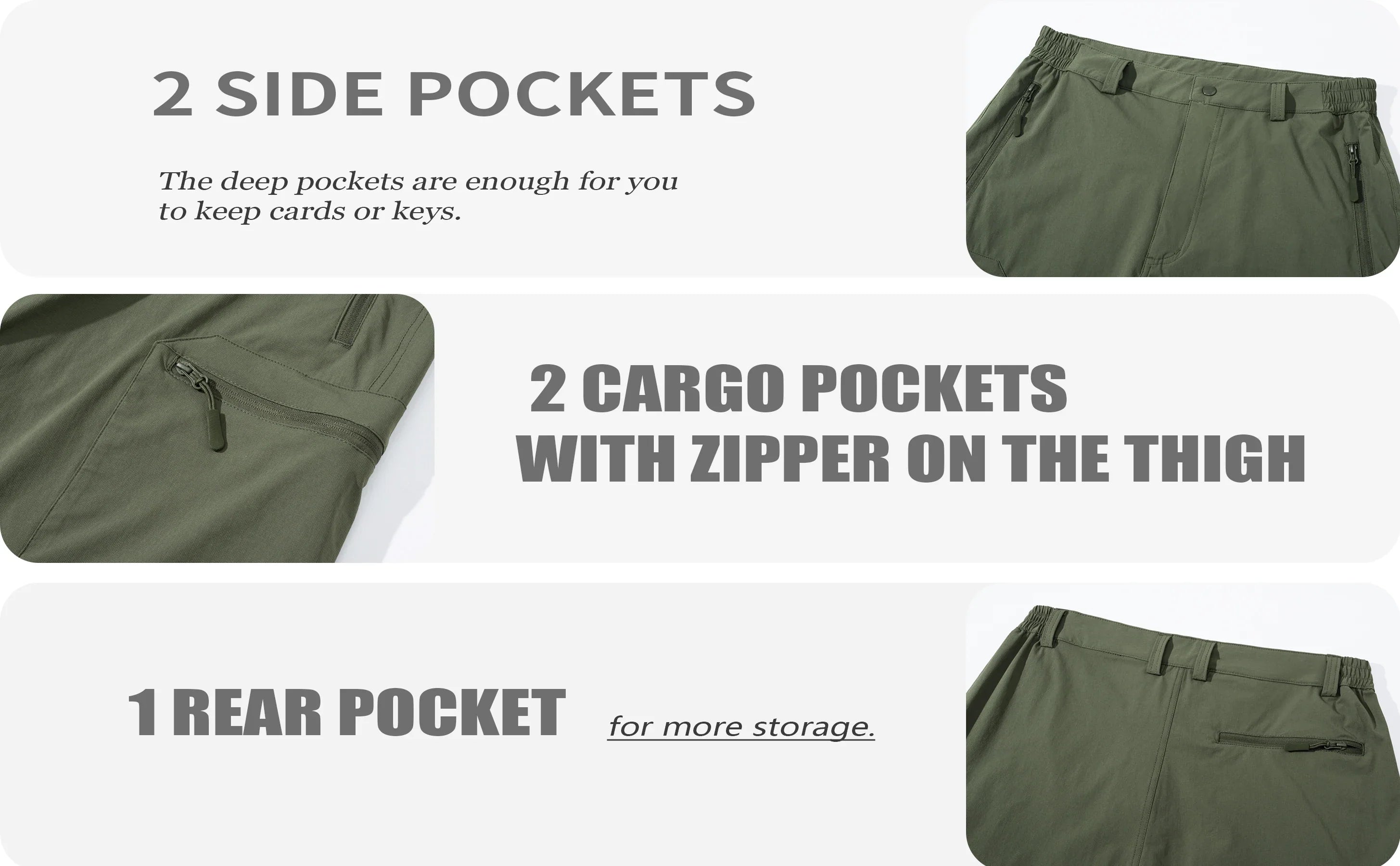 5 Zipper Pockets Summer Quick Dry Cargo Shorts Mens Fishing Shorts Stretch Outdoor Hiking Nylon Work Shorts Lightweight