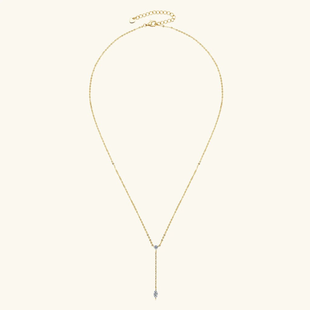 Marquise Cut Moissanite Necklaces Long Tassel Clavicle Chains Necklace for Women 925 Sterling Silver Jewelry Collares