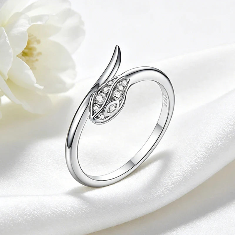New All Moissanite Serpentine Rings for Women Index Finger Matching Band S925 Sterling Silver Plated 18K Gold Jewelry