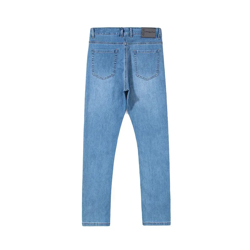 Summer Thin Mens Clothing Cowboys Slim Straight Jeans Men Denim Pants Casual Regular Fitness Men's Trousers Light Blue 2026 Y2K