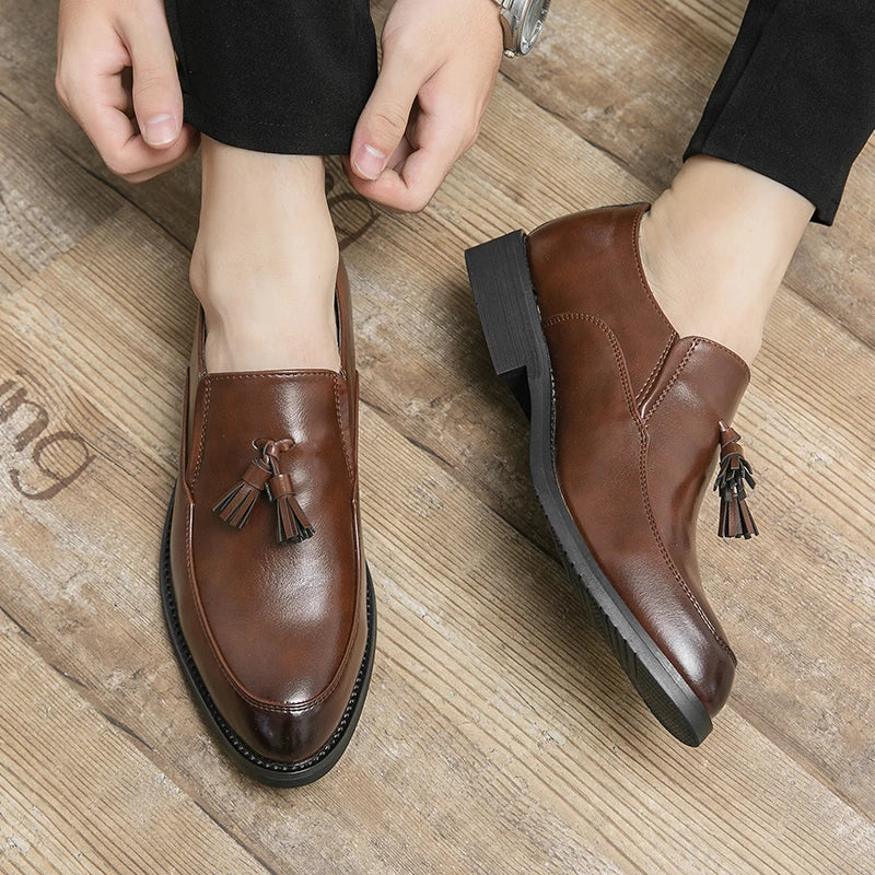 Luxury Designer Mens Business Formal Leather Dress Black Brand Casual Shoes Wedding for Men Office Luxury Flats Footwear Loafers