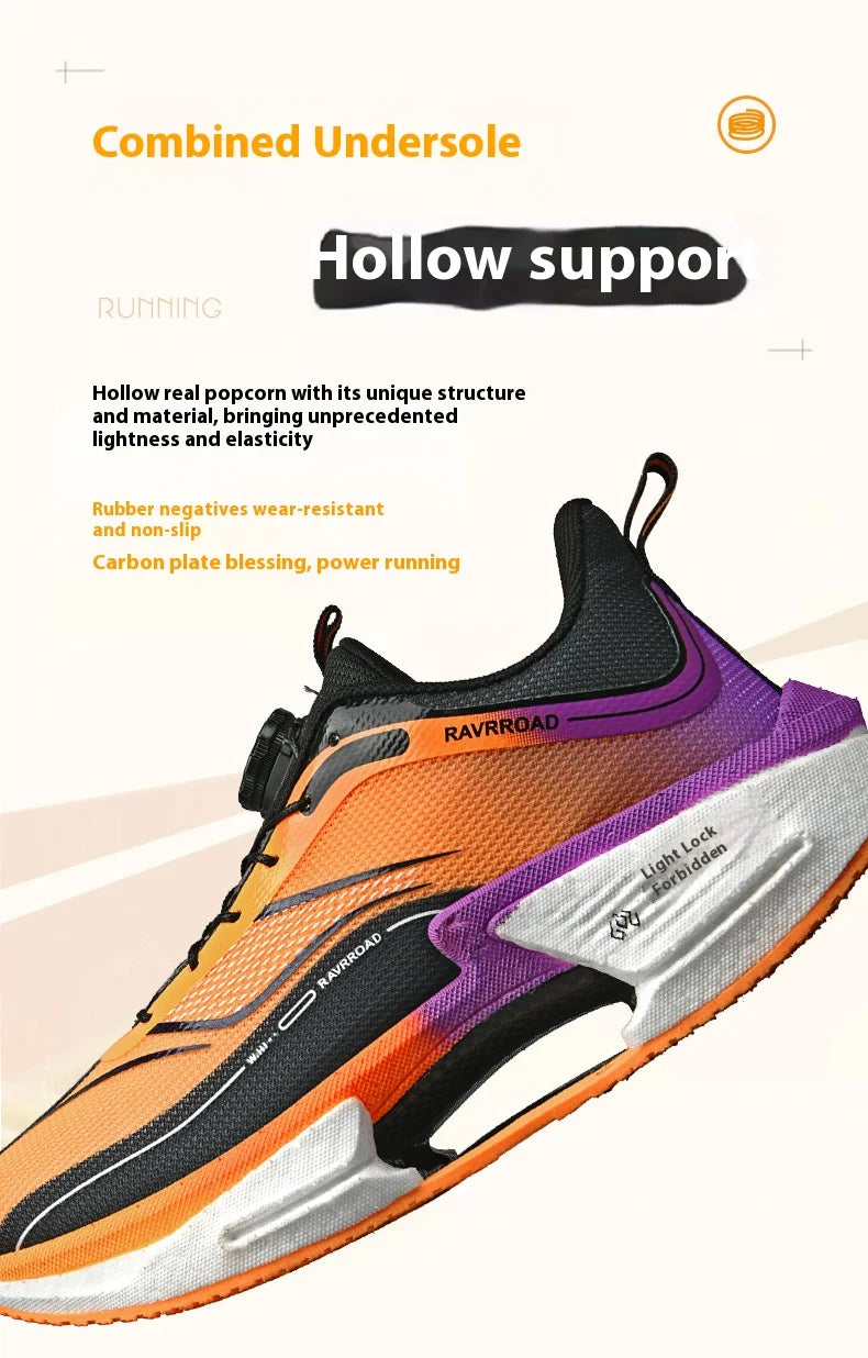 Family carbon plate running shoes for Boys Big Boys Student rotating button Technology TPU+ Popcorn high pop sneakers for girls