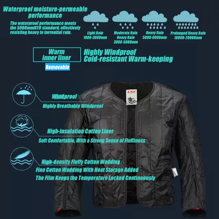 Original LS2 Motorcycle Jacket LS2 ZOOM Winter Warm Waterproof Motorbike Jacket Men Women Breathable CE Anti-fall Off-Road Coat
