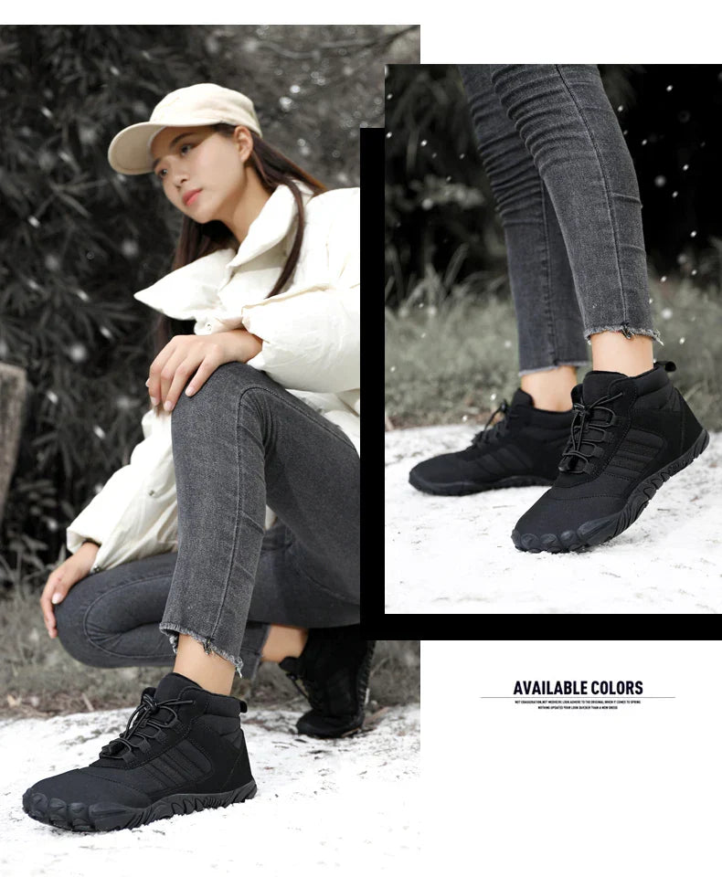 Womens Mens Waterproof Winter Barefoot Shoes Snow Boots Cotton Warm Fur Lined Unisex Walking Hiking Outdoor Shoes