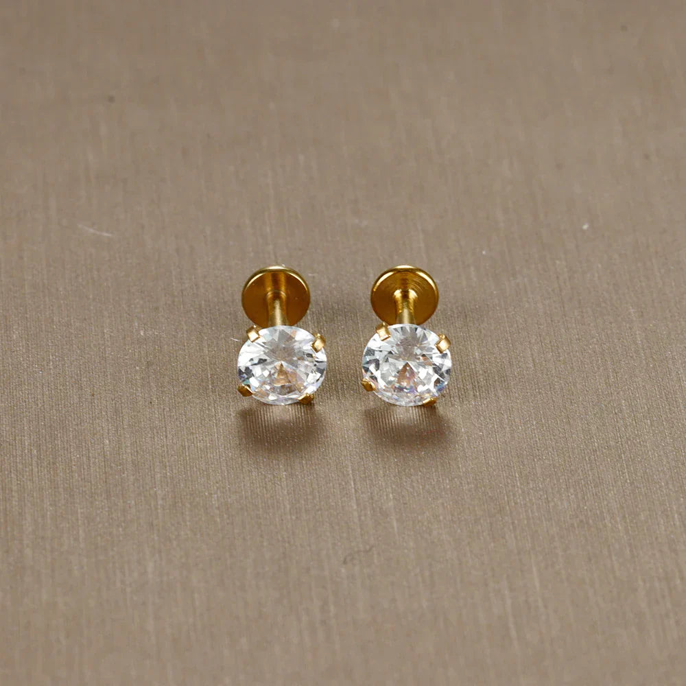 2PC Labret Tragus Stud Earrings 16G Surgical Stainless Steel CZ Crystal  Monroe Helix Cartialge Conch Medusa Lip Body Piercing