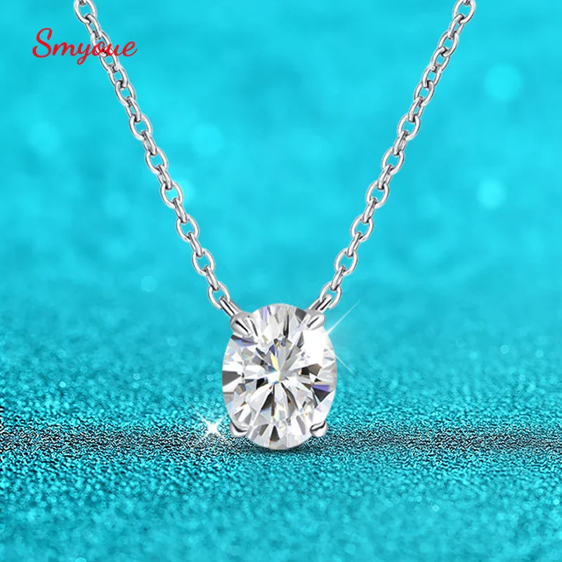 1CT 2CT 3CT Oval Cut Moissanite Necklaces for Women Jewelry 100% Real Silver Chain 925 Pandant Lab Diamond Birthday Gift