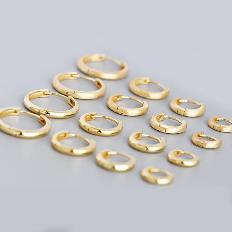 925 Sterling Silver Simple Matte Bohemian Round Ear Buckle for Women Punk Unisex Rock Hoop Earring Jewelry Accessories