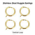 50 x Stainless Steel Huggie Earring Hooks with Loop, Gold Color Huggie Hoop Earring with Jump Ring for DIY Jewelry Findings