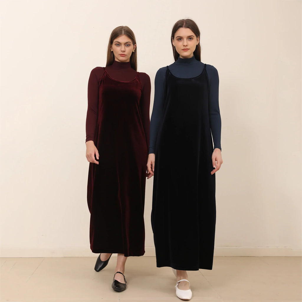 2025 Autumn and Winter Women Velvet Cardigan and Strap Dress Elegant Lady Clothes Ribbed Modal Shirt Customized Three Colors