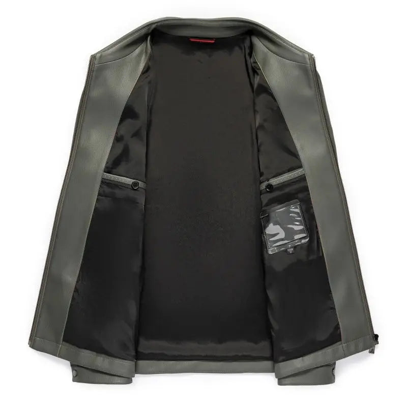 Men's Fashion Casual Large-Sized Goatskin Leather Jacket Lapel Coat High-End Spring Autumn 2025