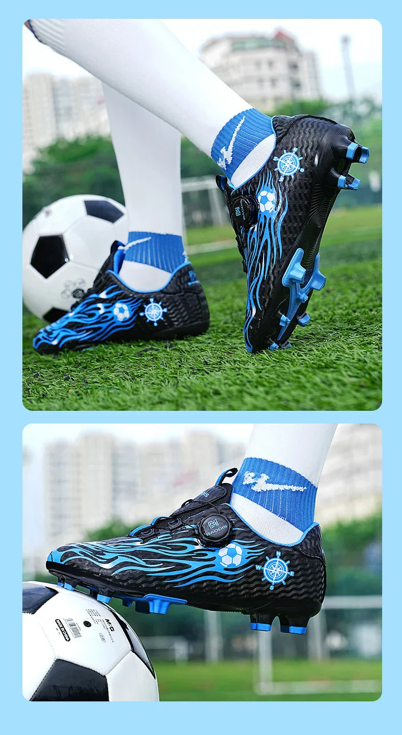 Kids Turf Soccer Cleats Children Football Shoes Breathable Lightweight Training Sneakers Non-Slip Athletic Sport Boots Boys Girl