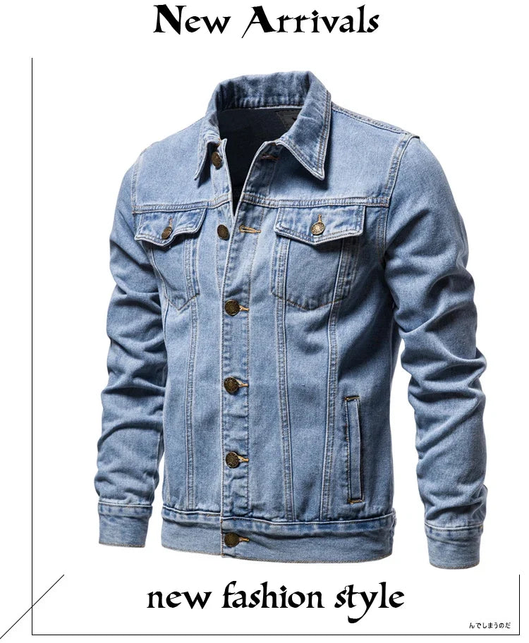 2026 New Autumn Men's Casual Workwear Jeans Jacket Loose Casual Versatile Youthful Male Solid Color Tops Dnim Mens Outwear