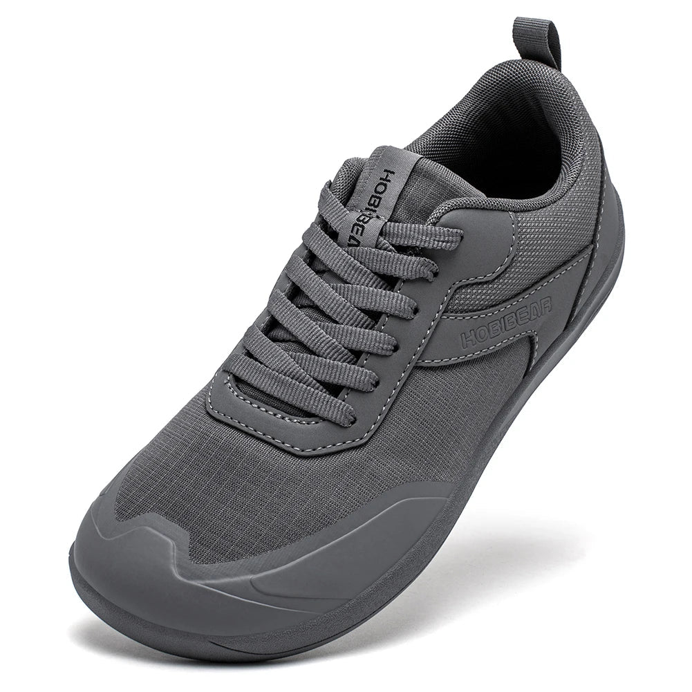 Wide Toe Shoes Mens Womens Minimalist Mesh Artificial Leather Sneakers Lace Up Lightweight Breathable Walking Shoes
