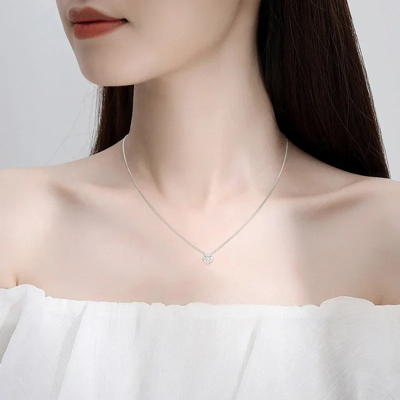 0.5-2CT D Color Certified Moissanite Necklace for Women Sparkling Lab Diamond 100% 925 Sterling Silver Pendants Wholesale