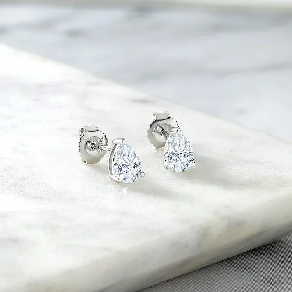 4Carat Pear Cut Real Moissanite Diamond Earrings with Certificats 925 Sterling Silver Waterdrop Shape Stud Earring for Women Men
