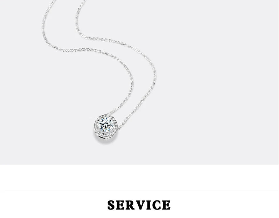 0.5/1/2CT Moissanite Necklace for Women S925 Pure Silver Round Laboratory Diamond Pendant Fashionable Wedding Jewelry