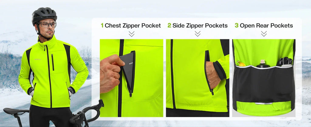 Men's Winter Cycling Jacket Softshell Windproof Thermal Fleece Bike Jacket Running Jacket Windbreaker BGA025