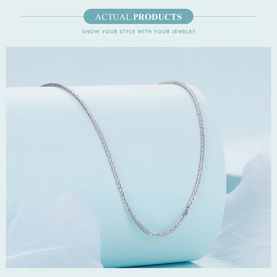 925 Sterling Silver Basic Chopin Necklace Simple Style Chain Link for Women Platinum Plated Fine Jewelry SCA019