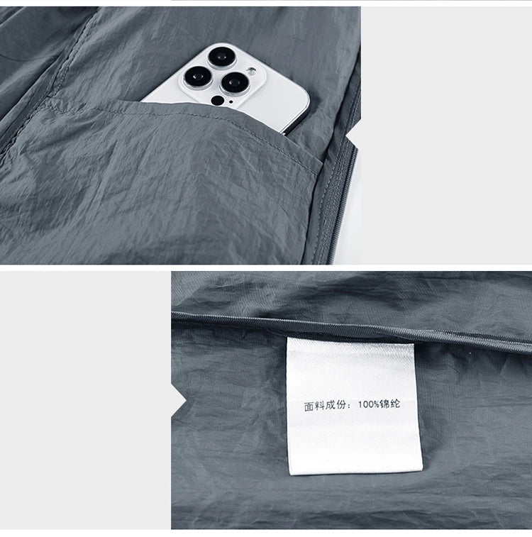 Men's Hooded Sun Protection Jacket Lightweight Outdoor Windbreaker Quick Dry Breathable UV Coat for Hiking Running Travel Beach