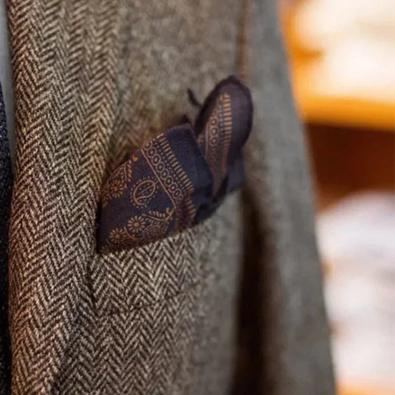Men's Suit Herringbone Blazer Prom Tuxedos Wool Tweed Single Breasted Formal Bussiness/Wedding Jacket（Only Coat）